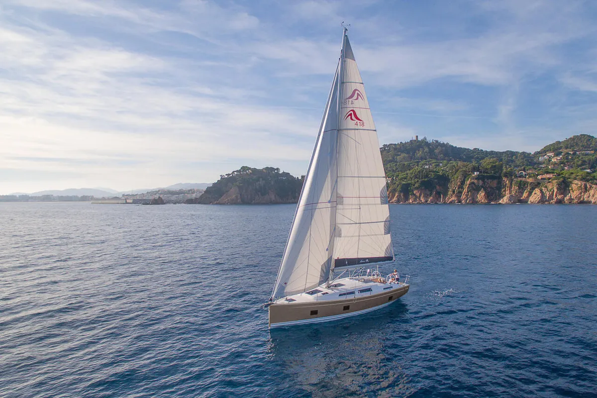 Exterior view of Dafne, a Hanse 418 sailboat at Marmaris, Turkey