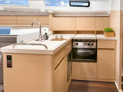 Galley of Dafne, a Hanse 418 sailboat at Marmaris, Turkey