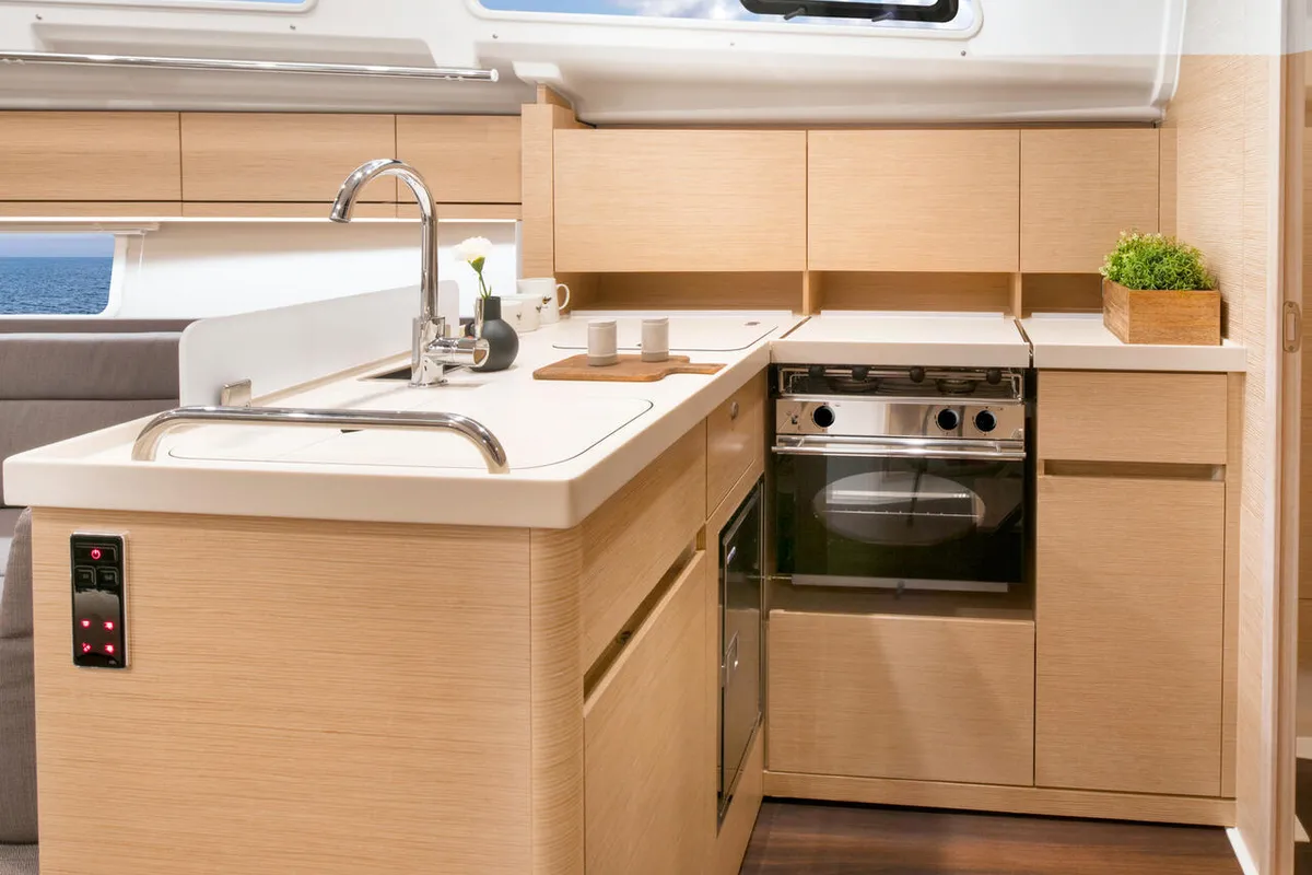 Galley of Dafne, a Hanse 418 sailboat at Marmaris, Turkey