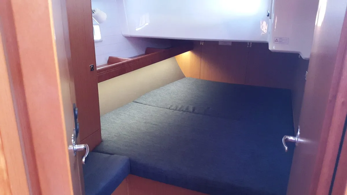 Cabin on Okyalos, a Bavaria Cruiser 46 sailboat at Lavreotiki Municipal Unit, Greece