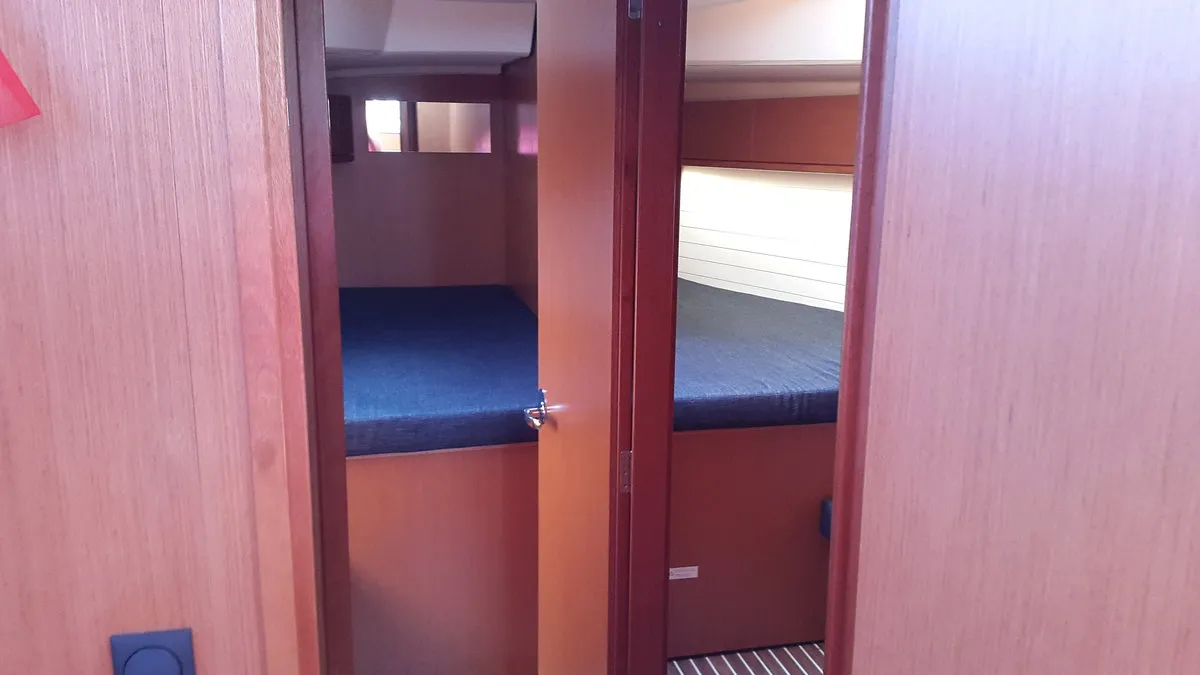 Cabin on Okyalos, a Bavaria Cruiser 46 sailboat at Lavreotiki Municipal Unit, Greece