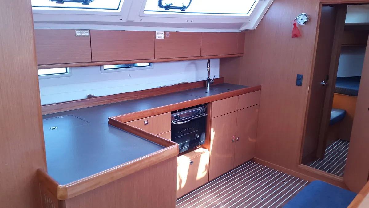 Galley of Okyalos, a Bavaria Cruiser 46 sailboat at Lavreotiki Municipal Unit, Greece