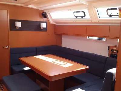 Salon of Okyalos, a Bavaria Cruiser 46 sailboat at Lavreotiki Municipal Unit, Greece