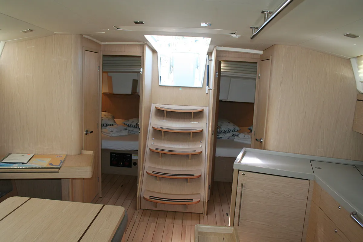 Salon of Röde Orm, a Beneteau Oceanis 46.1 sailboat at Dubrovnik, Croatia