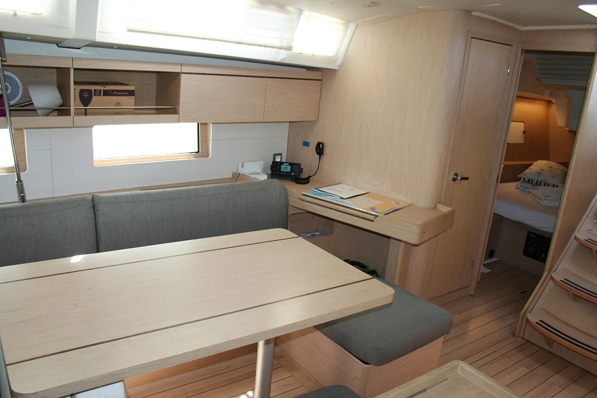 Salon of Röde Orm, a Beneteau Oceanis 46.1 sailboat at Dubrovnik, Croatia