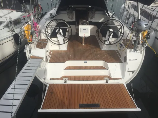 Cockpit of Bavaria Cruiser 46, a sailboat at Skiathos, Greece