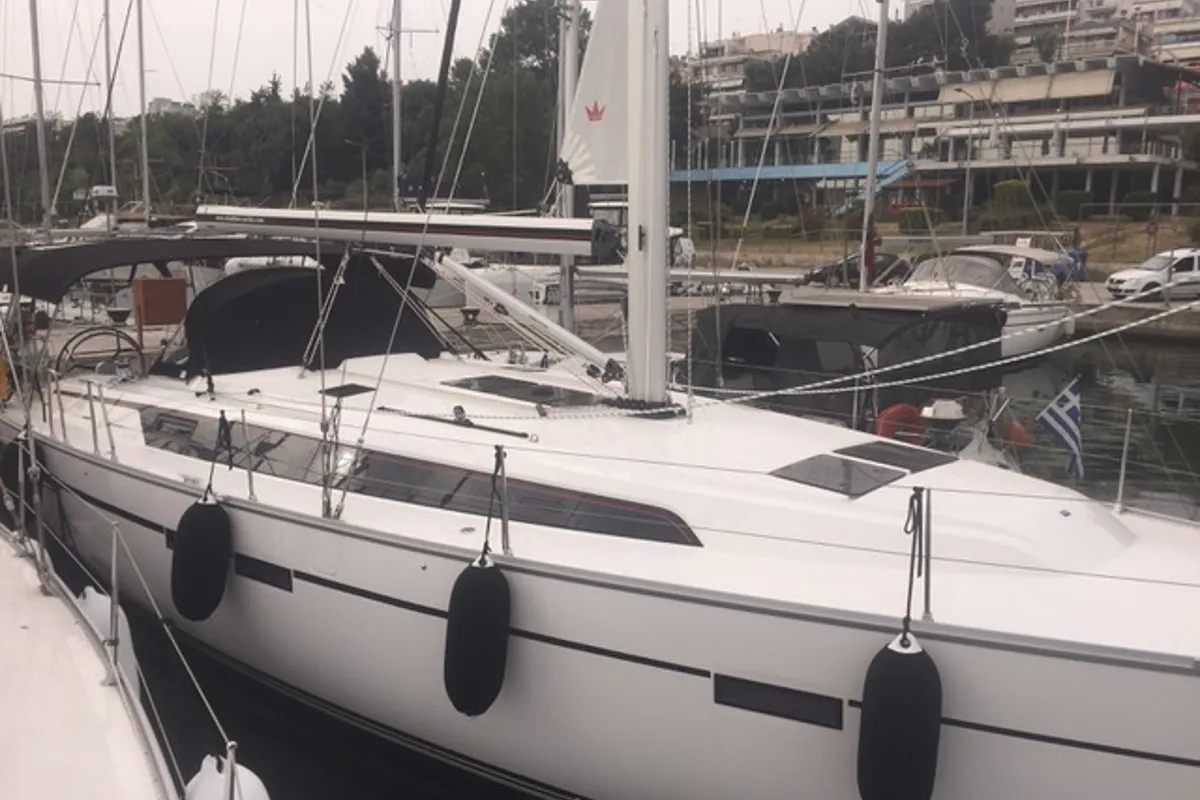 Exterior view of Bavaria Cruiser 46, a sailboat at Skiathos, Greece
