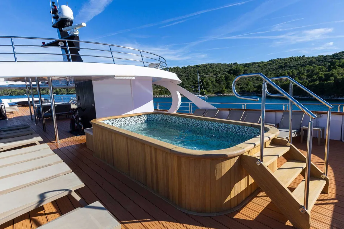 Deck of Adriatic King, a Gulet Motoryacht motor yacht at Split, Croatia