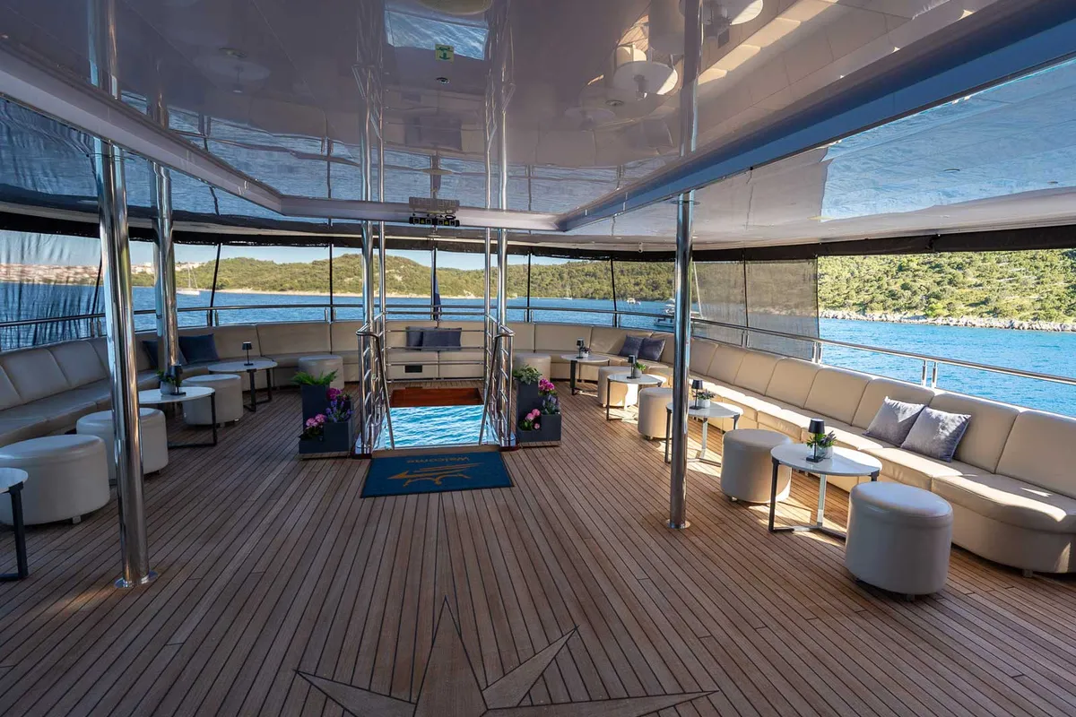Deck of Adriatic King, a Gulet Motoryacht motor yacht at Split, Croatia