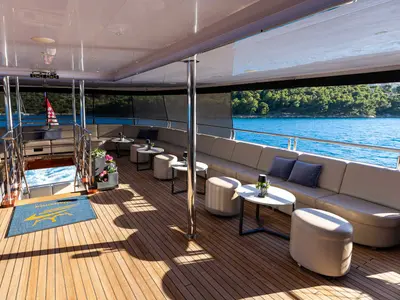 Deck of Adriatic King, a Gulet Motoryacht motor yacht at Split, Croatia