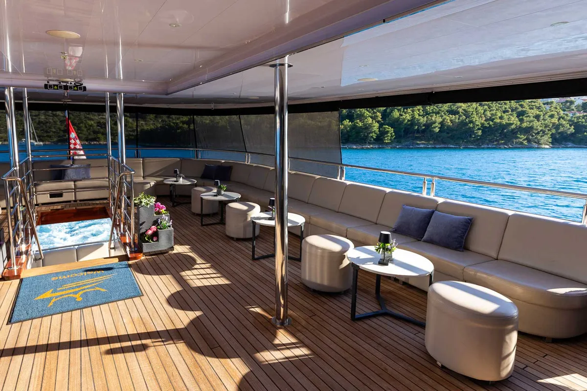 Deck of Adriatic King, a Gulet Motoryacht motor yacht at Split, Croatia