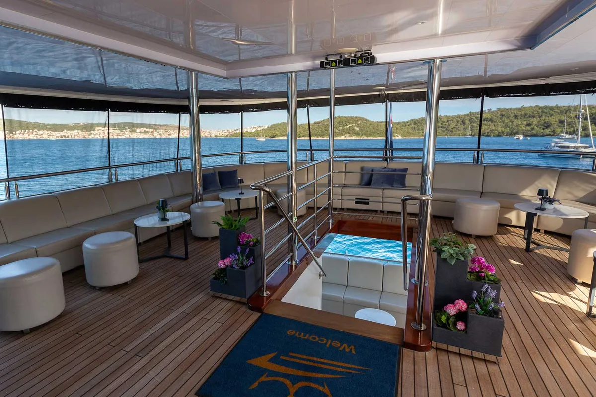 Deck of Adriatic King, a Gulet Motoryacht motor yacht at Split, Croatia