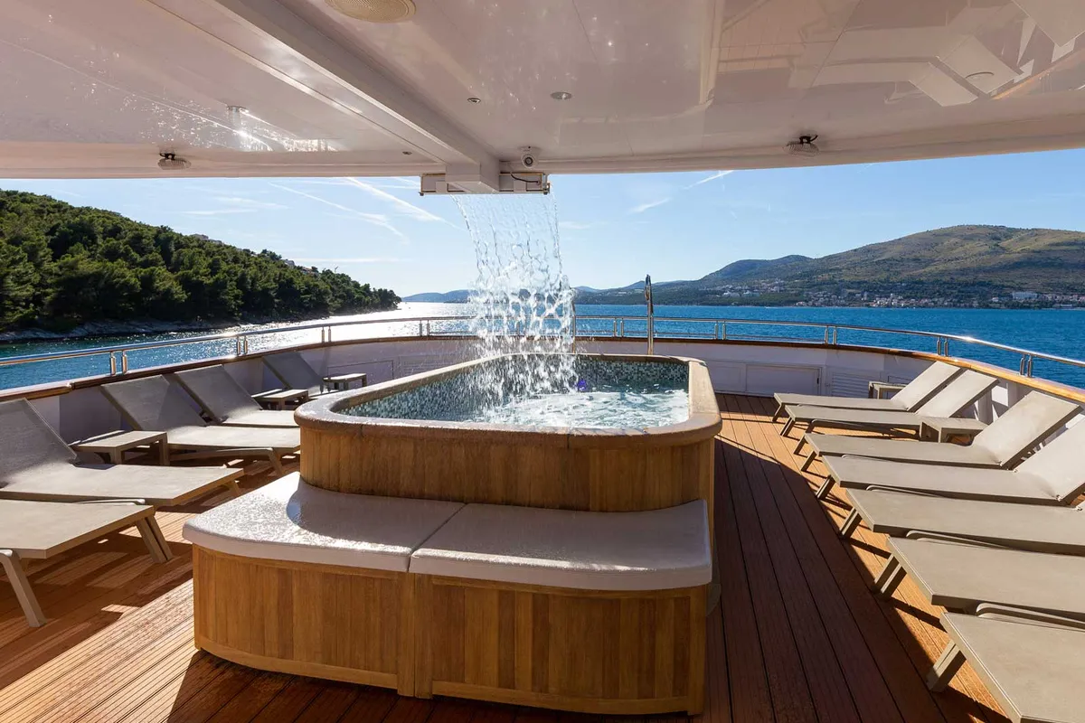 Deck of Adriatic King, a Gulet Motoryacht motor yacht at Split, Croatia
