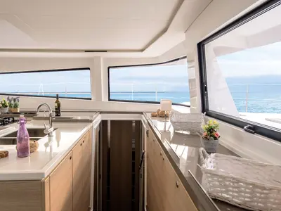 Galley of Didymos, a Bali 5.4 catamaran at Palermo, Italy