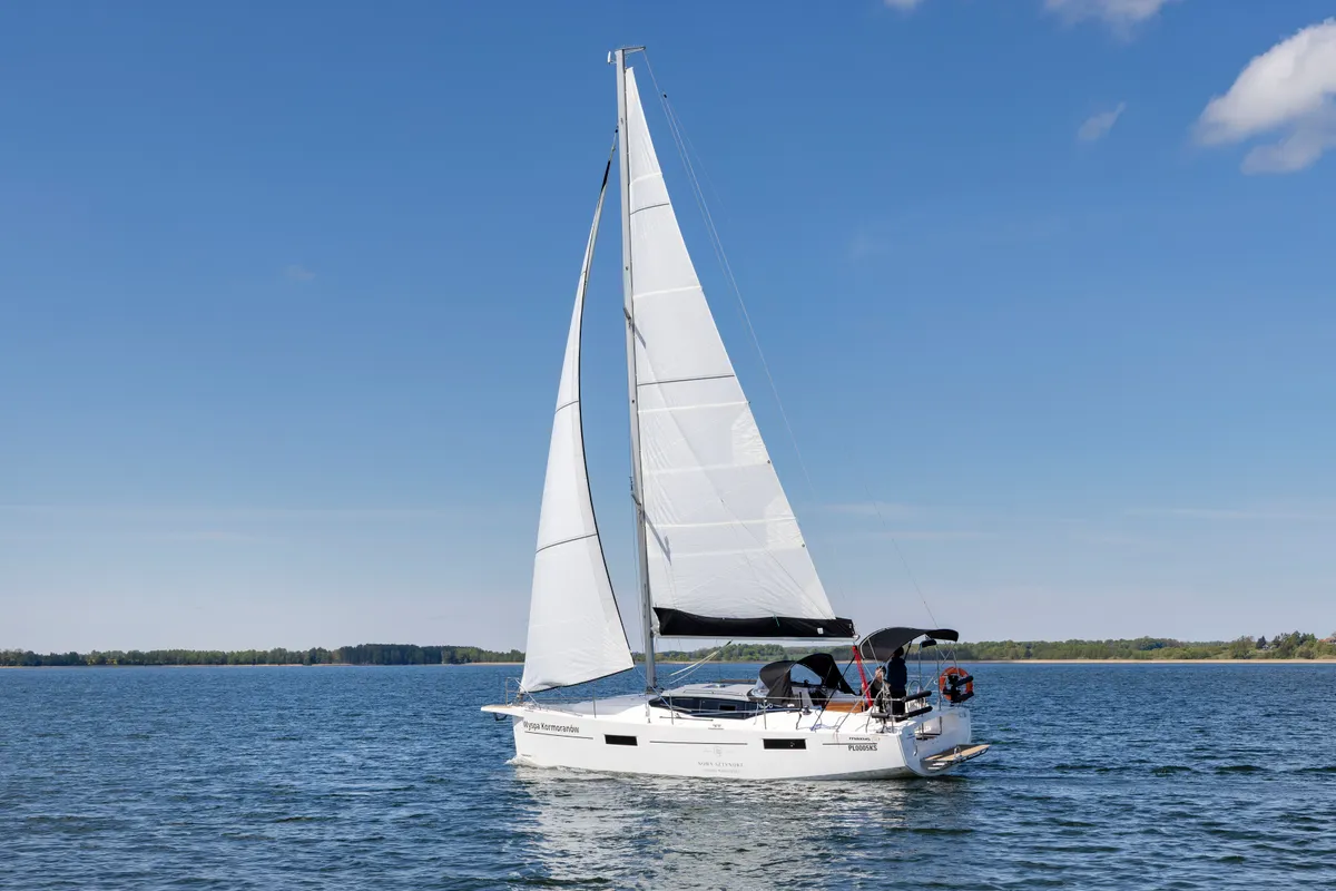 Exterior view of Fuledzki Rog, a Northman Maxus 34 sailboat at Sztynort, Poland