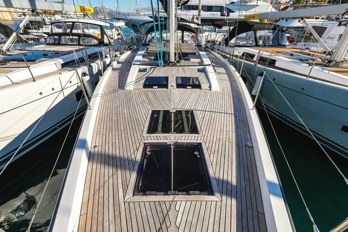 Deck of Vidar, a Hanse 575 - 3 + 1 cab. sailboat at Trogir, Croatia