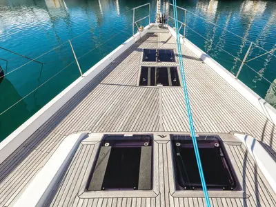 Deck of Vidar, a Hanse 575 - 3 + 1 cab. sailboat at Trogir, Croatia