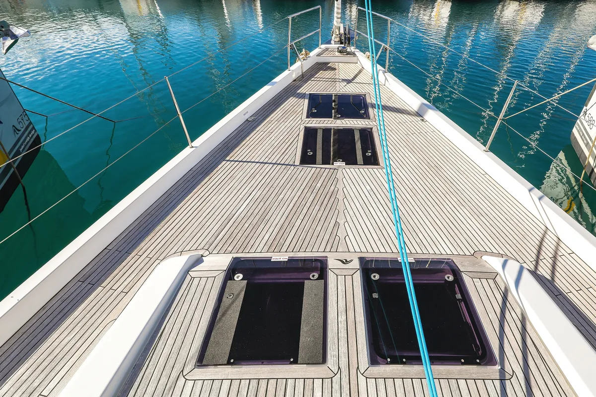 Deck of Vidar, a Hanse 575 - 3 + 1 cab. sailboat at Trogir, Croatia