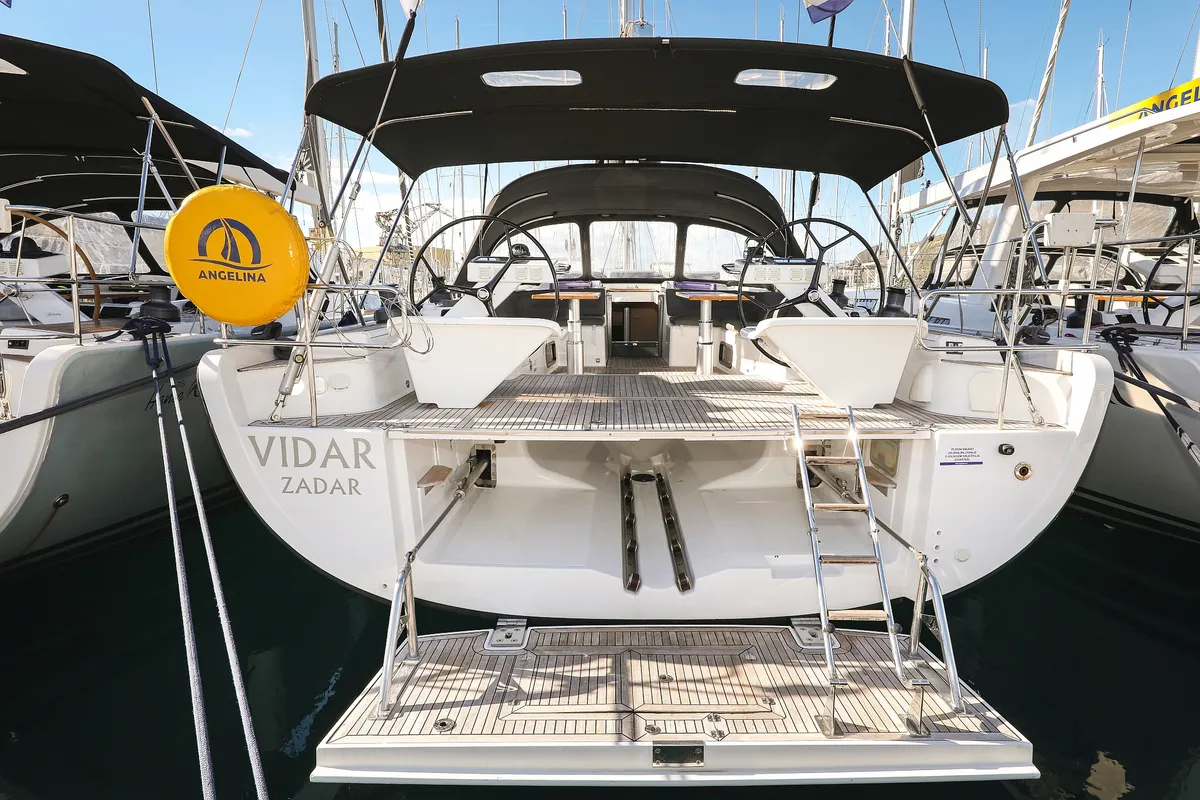 Exterior view of Vidar, a Hanse 575 - 3 + 1 cab. sailboat at Trogir, Croatia