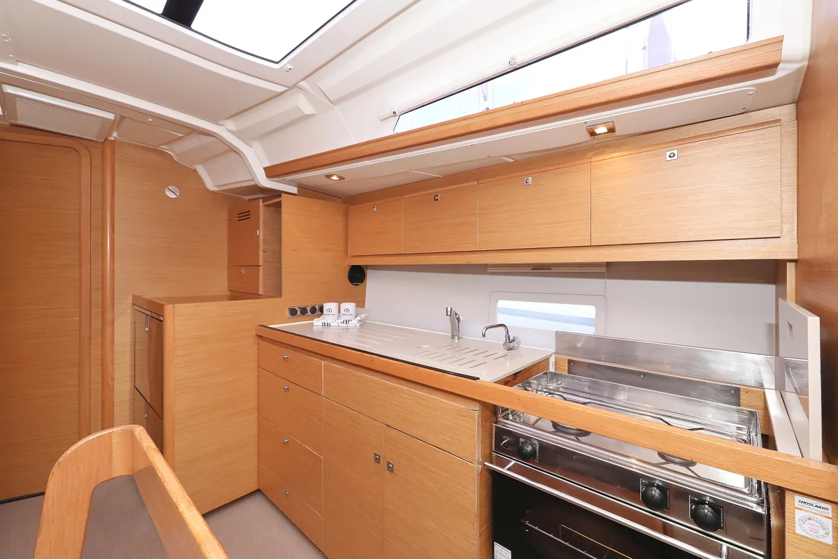Galley of Good Friends, a Dufour 430 GL sailboat at Grad Trogir, Croatia