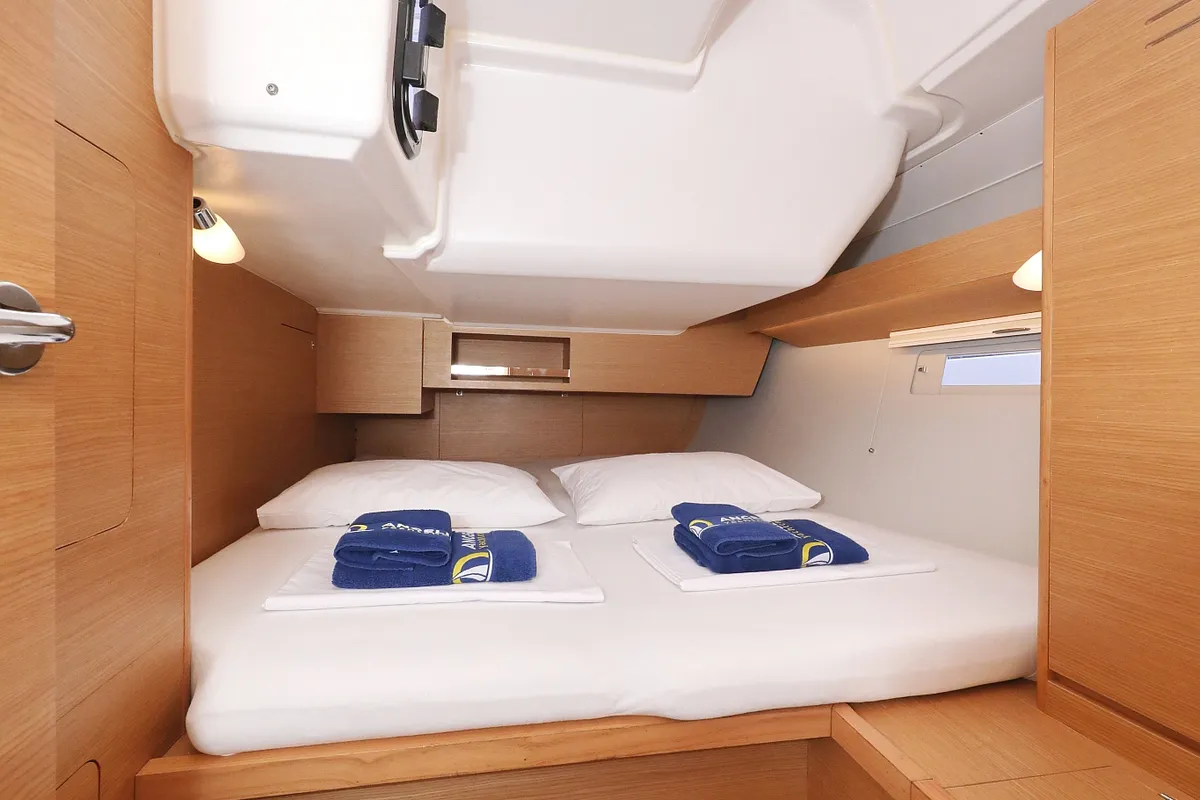 Cabin on Good Friends, a Dufour 430 GL sailboat at Grad Trogir, Croatia