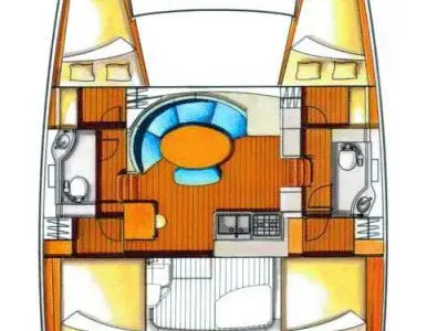 Floor plan of Sunrise, a Lagoon 380 S2 catamaran at Municipal Unit of Lefkada, Greece