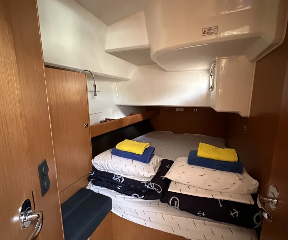 Cabin on Iskra, a Bavaria Cruiser 46 sailboat at Split, Croatia