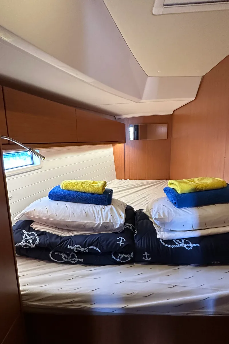 Cabin on Iskra, a Bavaria Cruiser 46 sailboat at Split, Croatia