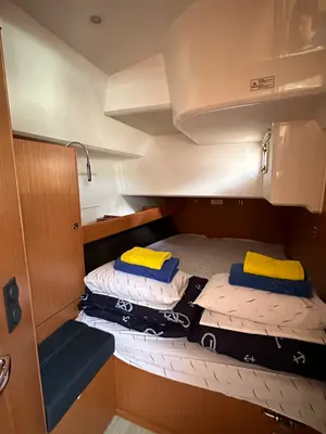 Cabin on Iskra, a Bavaria Cruiser 46 sailboat at Split, Croatia