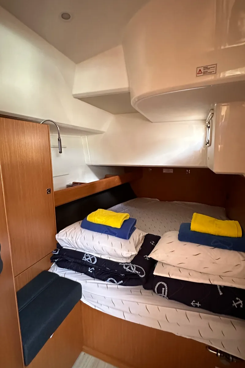 Cabin on Iskra, a Bavaria Cruiser 46 sailboat at Split, Croatia