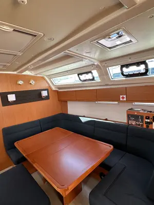 Salon of Iskra, a Bavaria Cruiser 46 sailboat at Split, Croatia