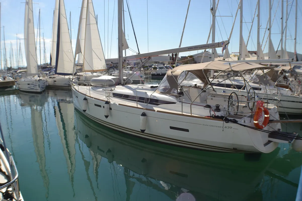 Exterior view of Libera, a Jeanneau Sun Odyssey 439 sailboat at Općina Sukošan, Croatia