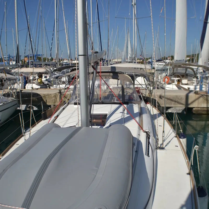 Deck of Libera, a Jeanneau Sun Odyssey 439 sailboat at Općina Sukošan, Croatia