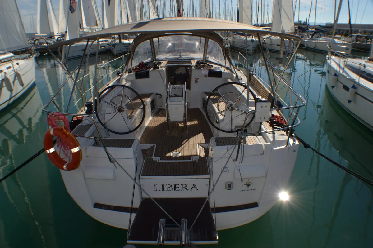 Cockpit of Libera, a Jeanneau Sun Odyssey 439 sailboat at Općina Sukošan, Croatia