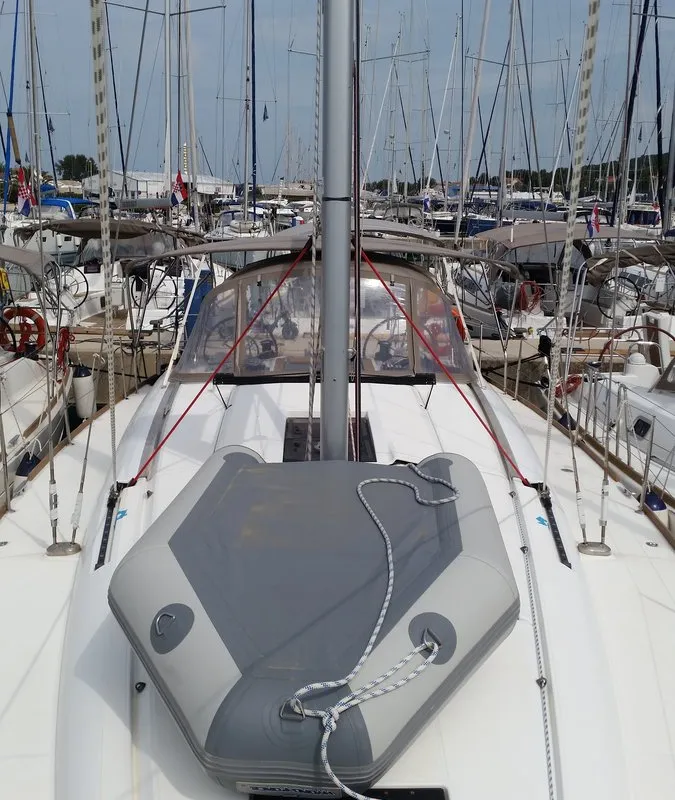 Deck of Libera, a Jeanneau Sun Odyssey 439 sailboat at Općina Sukošan, Croatia