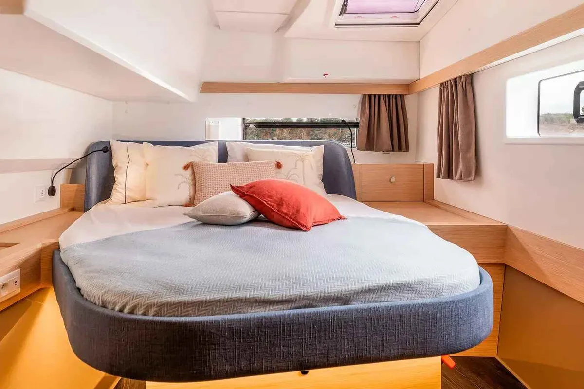 Cabin on HaLo, a Fountaine Pajot FP 41 catamaran at Municipal Unit of Lefkada, Greece