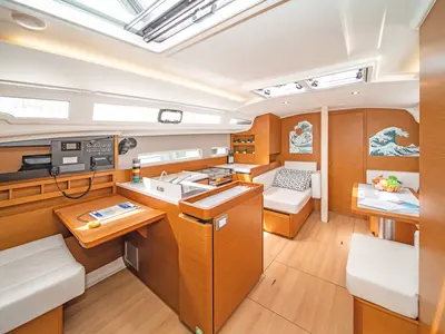 Salon of Henry Every, a Jeanneau Sun Odyssey 410 sailboat at Municipal Unit of Rhodes, Greece