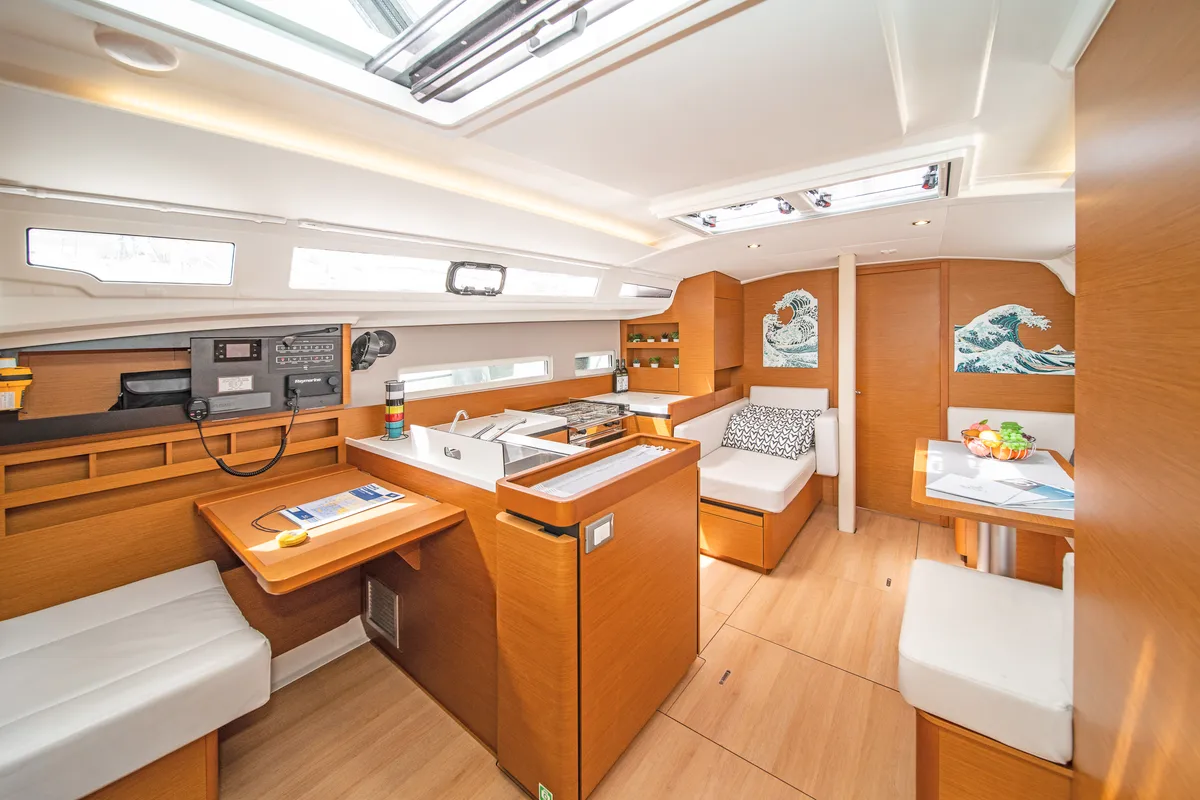 Salon of Henry Every, a Jeanneau Sun Odyssey 410 sailboat at Municipal Unit of Rhodes, Greece