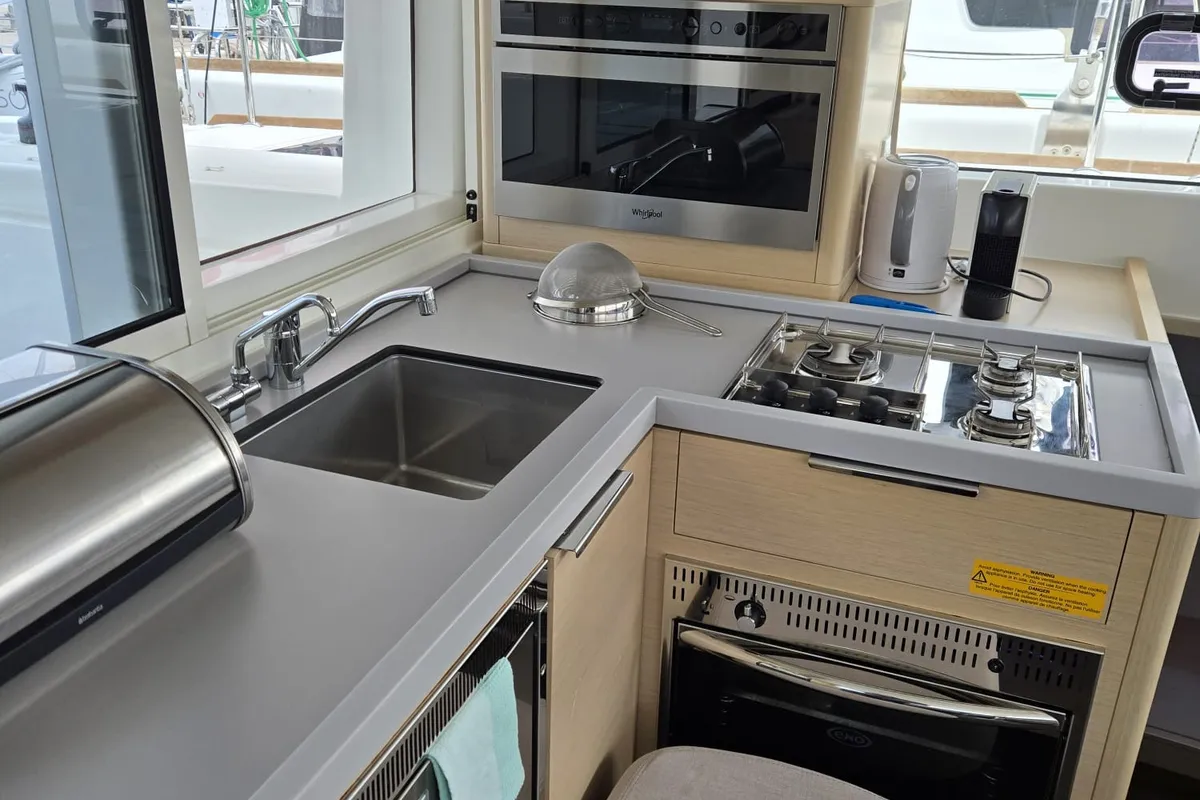 Galley of Lubina, a Lagoon 40 catamaran at Općina Marina, Croatia