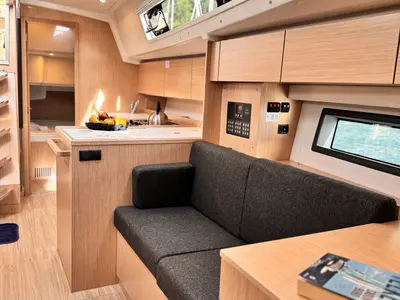 Galley of Sorores, a Bavaria C42 sailboat at Marmaris, Turkey