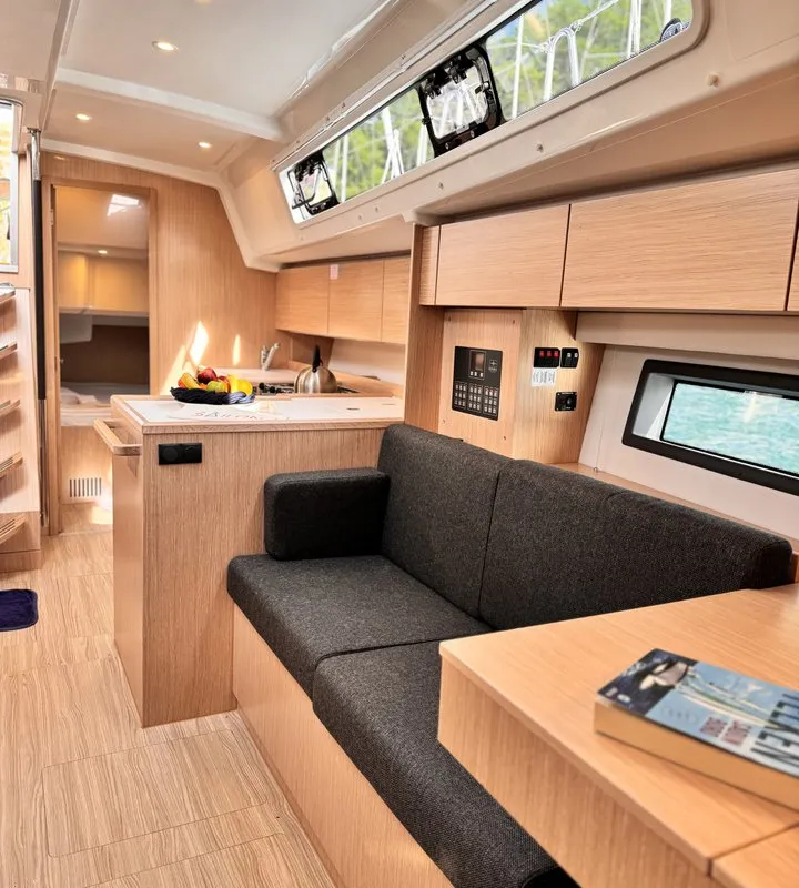 Galley of Sorores, a Bavaria C42 sailboat at Marmaris, Turkey