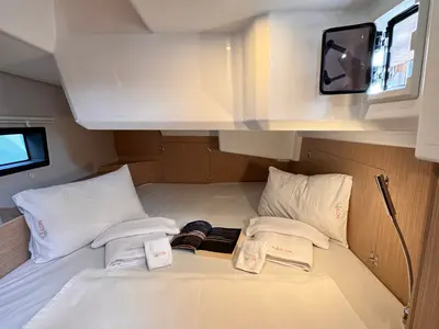 Cabin on Sorores, a Bavaria C42 sailboat at Marmaris, Turkey