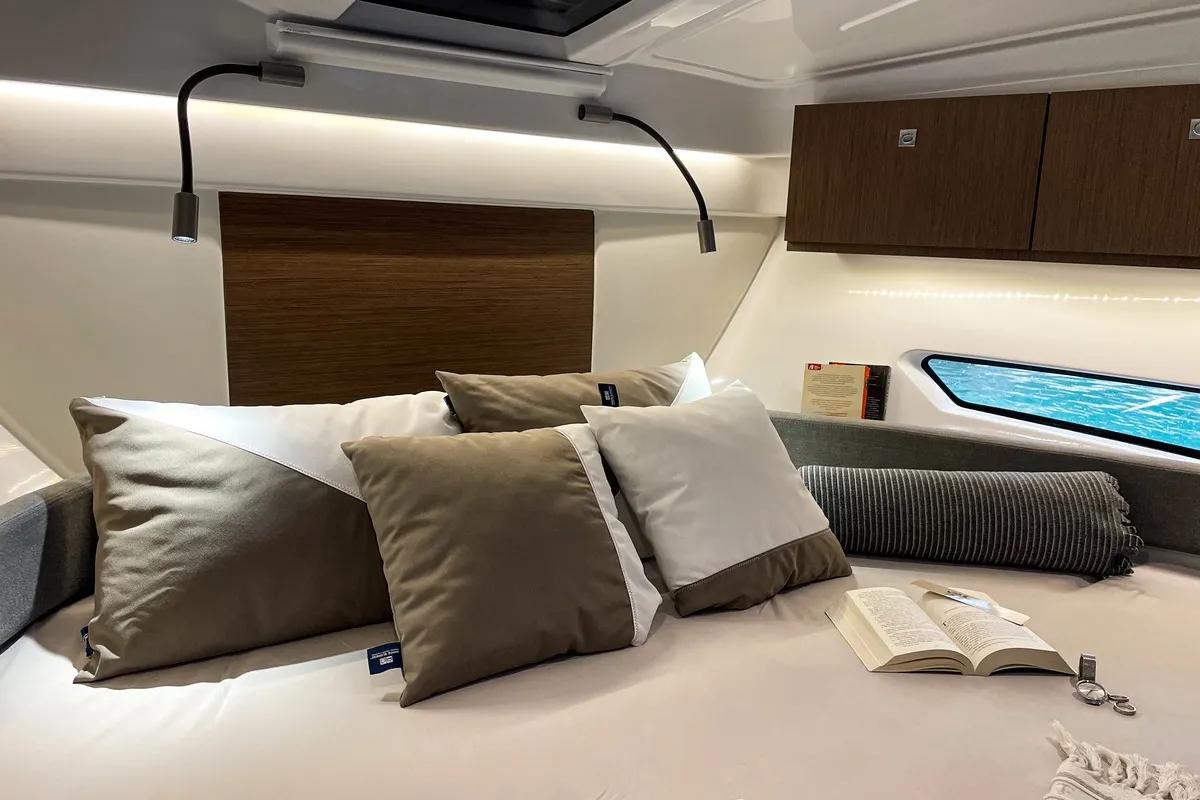 Cabin on ARYA, a Beneteau Antares 9 OB motorboat at Split, Croatia