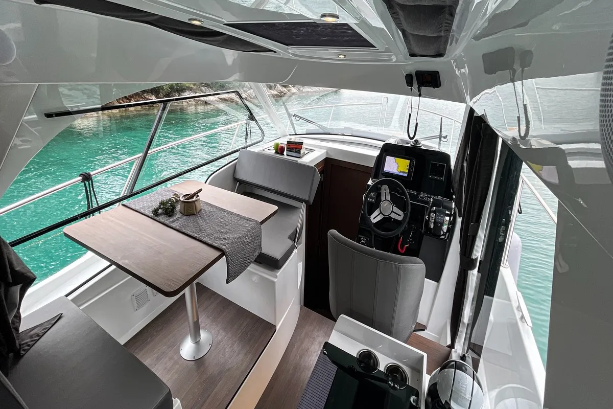 Salon of ARYA, a Beneteau Antares 9 OB motorboat at Split, Croatia
