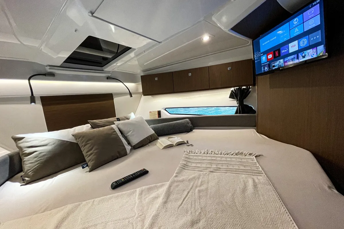 Cabin on ARYA, a Beneteau Antares 9 OB motorboat at Split, Croatia