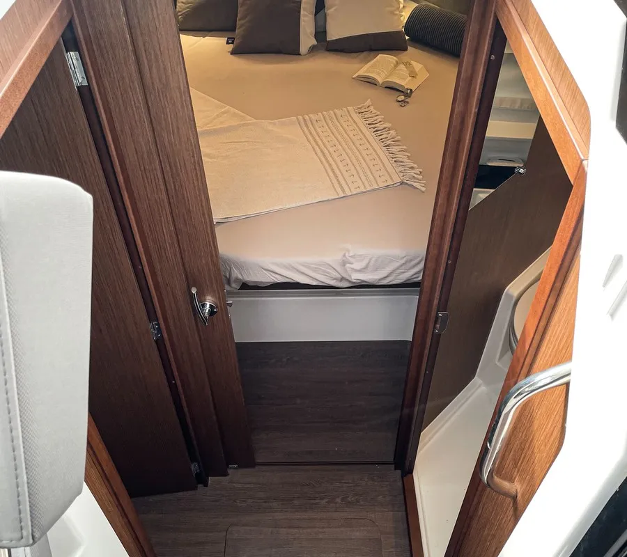 Cabin on ARYA, a Beneteau Antares 9 OB motorboat at Split, Croatia