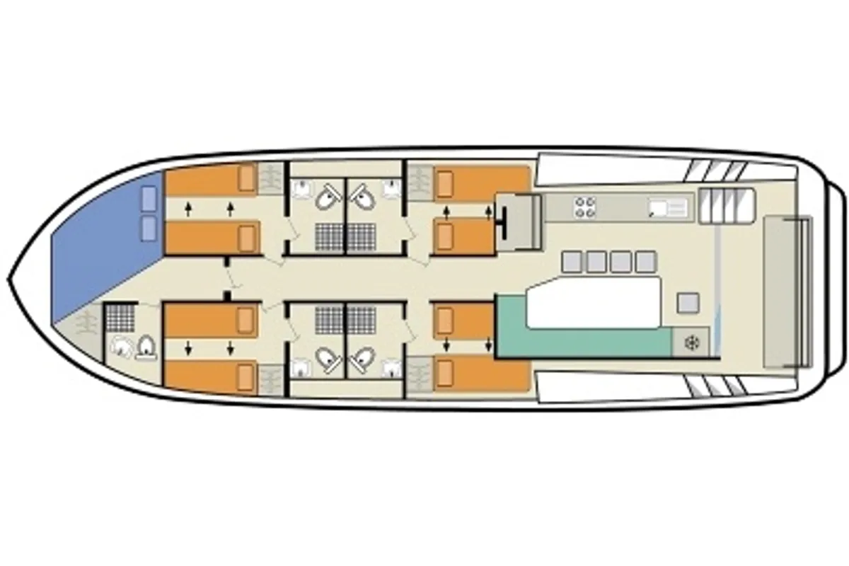 Floor plan of Horizon 5 Premier 10, a Cygnet Horizon 5 motorboat at Homps, France