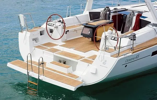 Cockpit of Beneteau Oceanis 48, a sailboat at Kaštela, Croatia