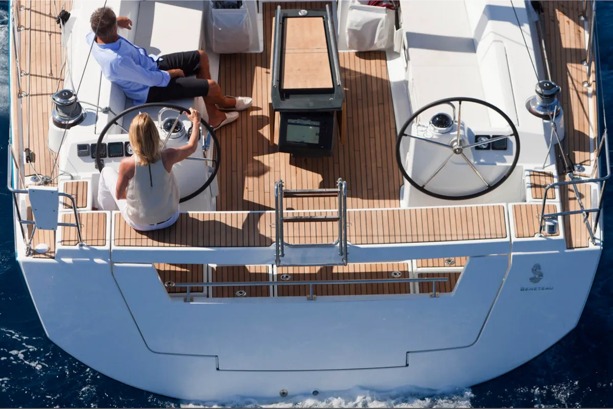 Cockpit of Beneteau Oceanis 48, a sailboat at Kaštela, Croatia