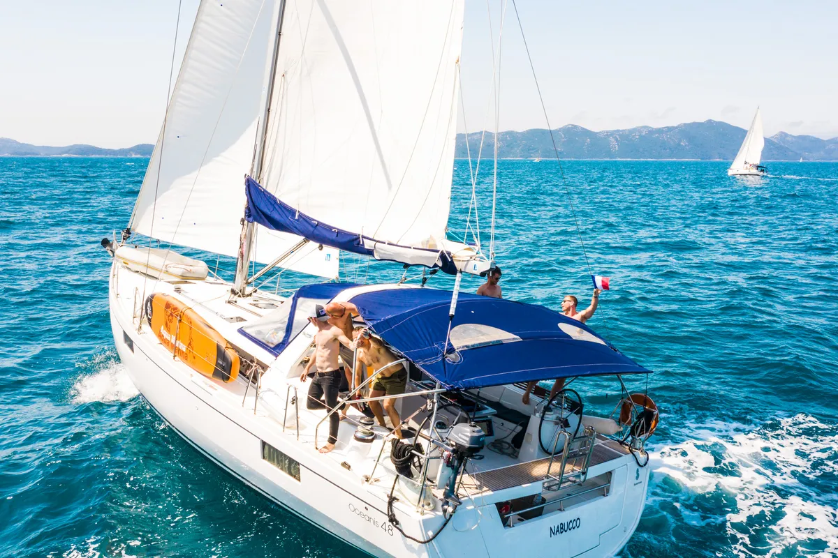 Exterior view of Beneteau Oceanis 48, a sailboat at Kaštela, Croatia